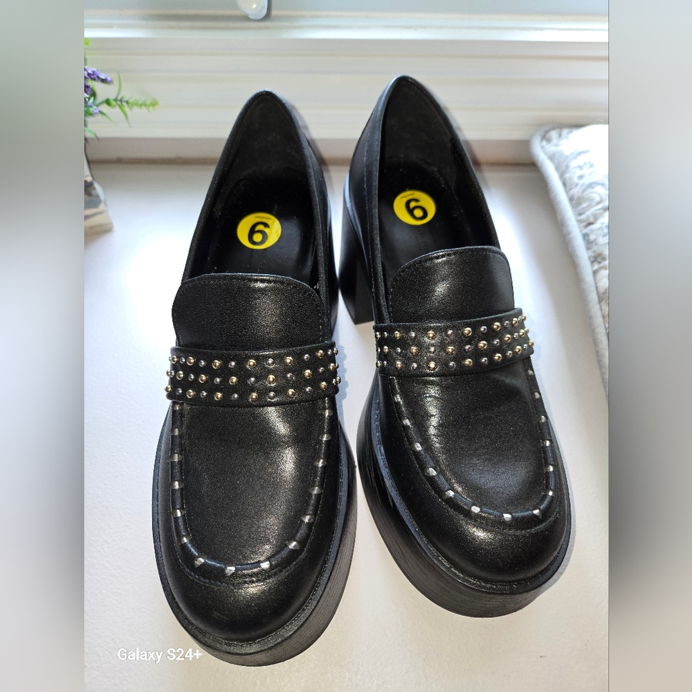 Studded Black Platform Loafers